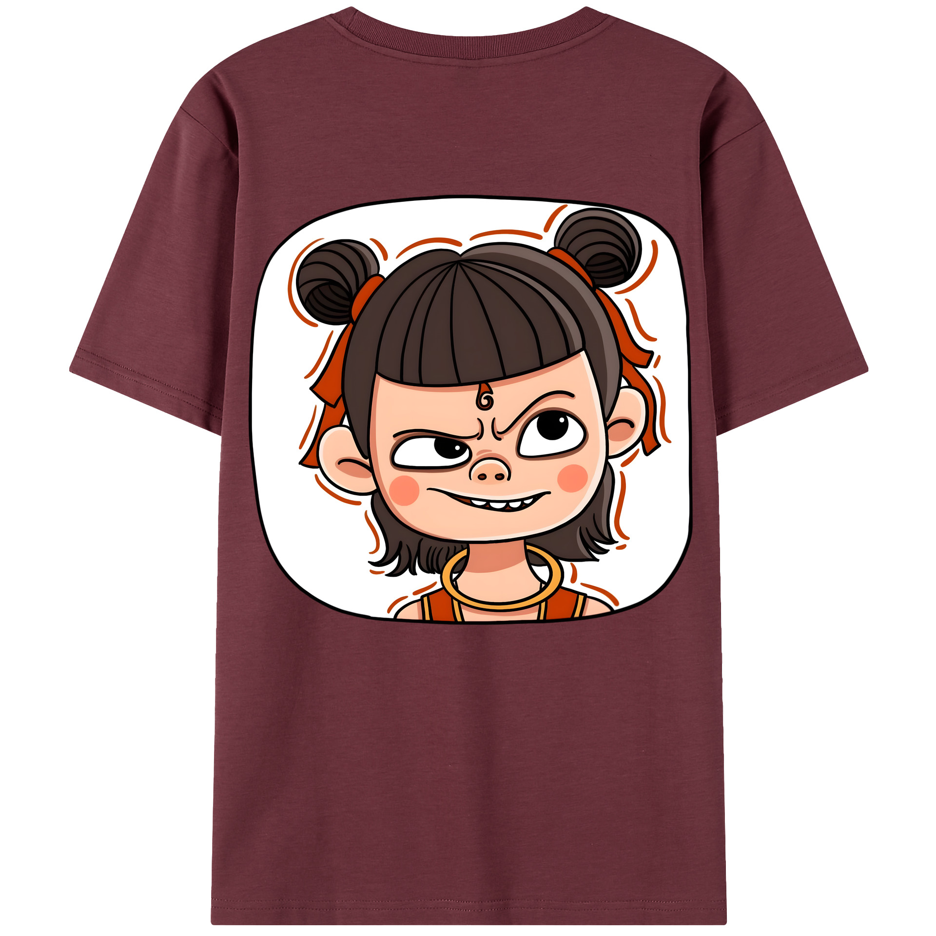 （画像用） Ne Zha 2 ナタ 魔童の大暴れ 綿100％半袖Tシャツ（背面プリント）